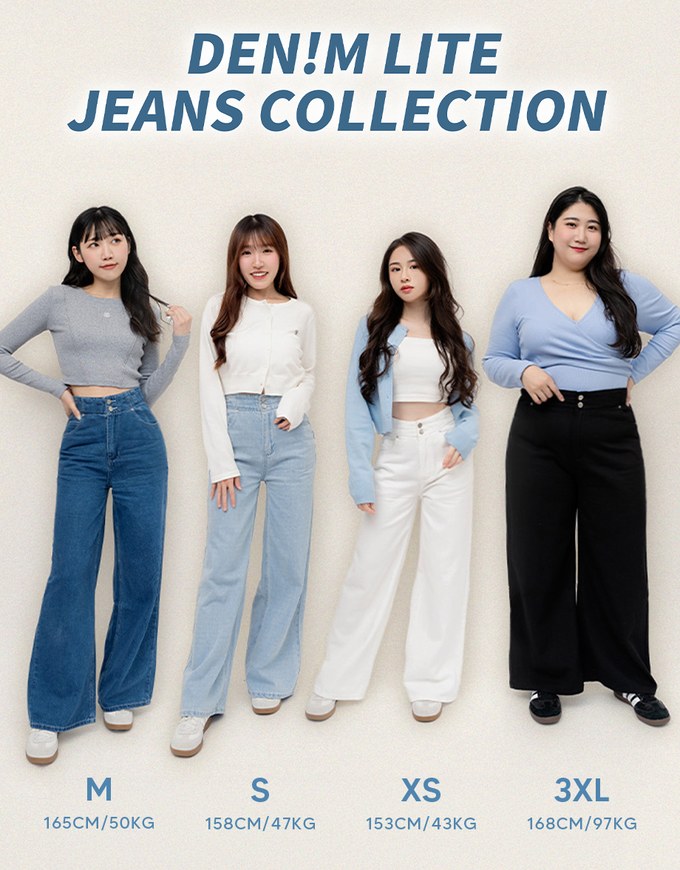 【Den!m LITE】Perfect Waistline JEANS PANTS Airy Lightweight Fabric Extra High Waisted Slimming Jeans Pants DNA